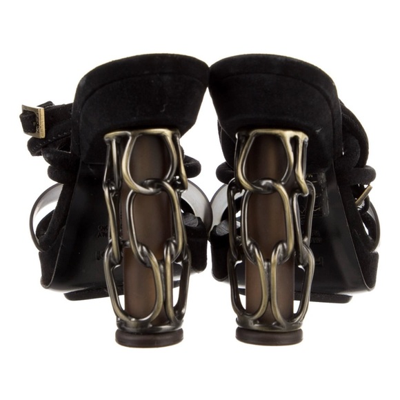 Fendi Black Suede Sculptural Platform Sandals - Size 6 - Picture 4 of 5